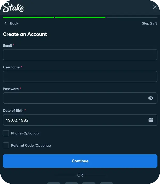 Stake Create Account